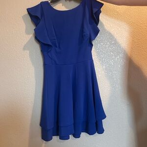 Elegant Blue Ruffle Mini Dress
